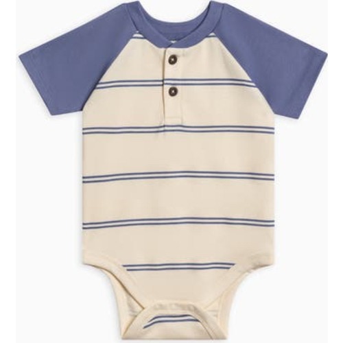 Organic Cotton Sosa Raglan Henley Bodysuit, 6-12M