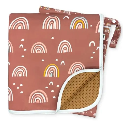 51" Heavy Duty Baby Splat Mat for Under High Chair | Includes Wet Bag | Premium Washable Toddler Mat | Baby Led Weaning | High Chair Mat for Floor | Craft Mat | Splash Mat (Boho Rainbow)