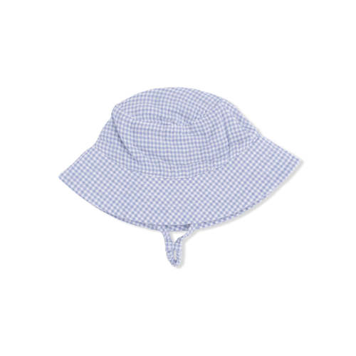 Muslin Bucket Hat, Micro Gingham Blue