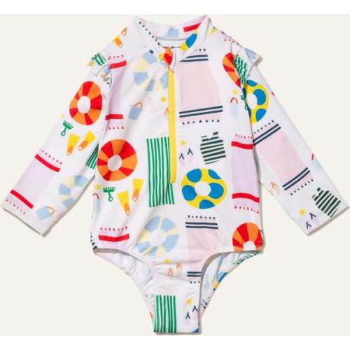 UPF 50+ Recycled Polyester Beach Baby Zipped Rashguard Onepiece - Mon Coeur | Maisonette