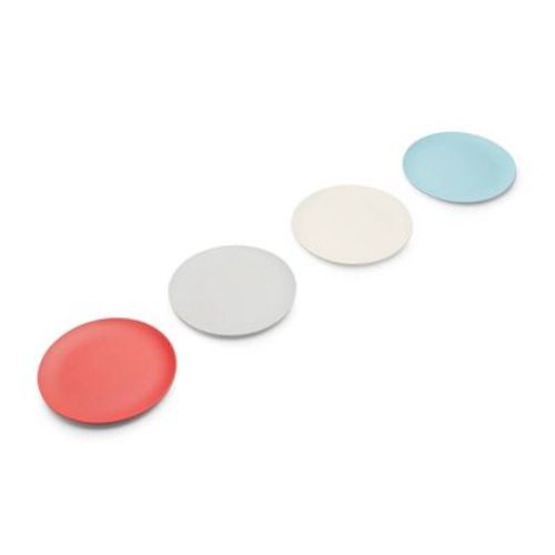 Red Rover 7.8" 4pk Bamboo Fiber Kids Plates: Off-White Baby Dinnerware, Dishwasher-Safe, Toddler Dining Set