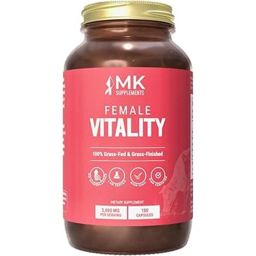 MK Supplements Female Vitality, Beef Organ Supplement for Women, Supports Reproductive Health and Hormone Balance, Freeze-Dried, Non-GMO, 30 Servings (3,000 mg Each)