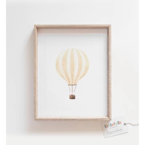 Yellow Hot Air Balloon Print, Vintage Travel Wall Art, Printable Wall Art, Travel Nursery Decor, Kids Room Decor, DIGITAL DOWNLOAD