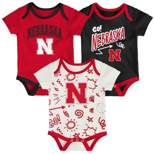 Nebraska Huskers Outerstuff Newborn & Infant All Day Play Three-Piece Bodysuit Set