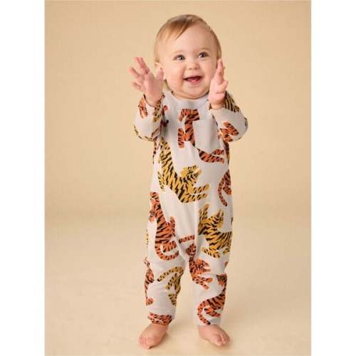 Long Sleeve Pocket Baby Romper, Lightning Tiger - Tea Collection | Maisonette