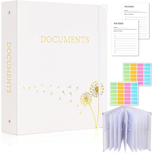 XKDOUS Important Document Organizer 3 Ring Binder Folio Folders for Papers