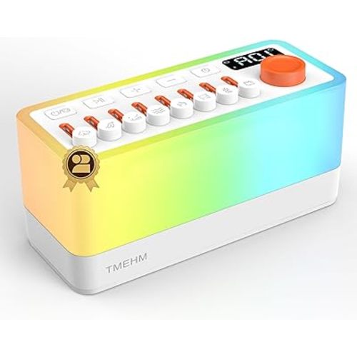TMEHM 3-in-1 Sleep Sound Machine with 8 Mixable Nature Sounds, Portable Bluetooth Speaker & 12-Color Night Light, White Noise, Sleep Timer & Breathing Exercises for Babies, Kids, and Adults