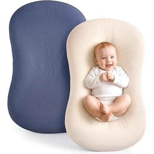 Termichy Baby Lounger Cover Muslin: Soft Cotton Slipcover for Snuggle Me Lounger - Removable & Machine Washable for Daily Use - Zipper-Free & Skin-Friendly for Newborn Girls and Boys