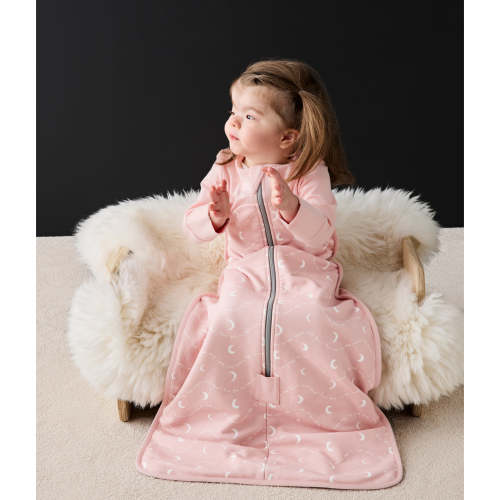 Sleep Bag Long Sleeve 1.5 TOG Cotton Dusty Pink Moon and Back