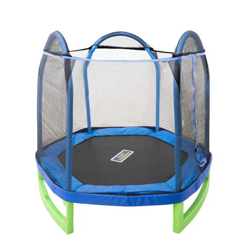 Bounce Pro 7-Foot Trampoline Hexagon for Kids (3-10), Blue/Green, UV-Resistant