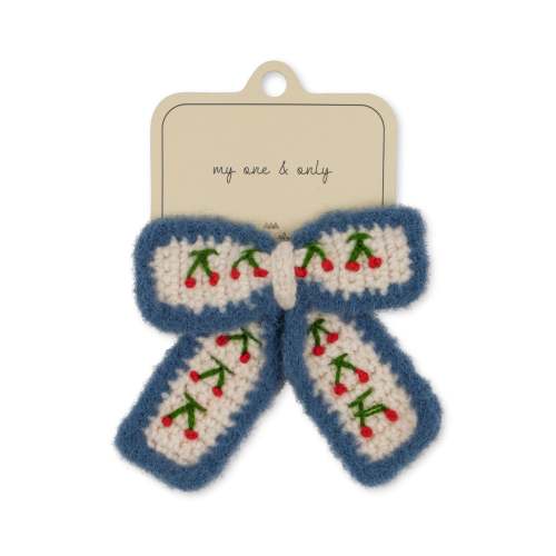 CHERRY CROCHET BOW CLIP - cherry