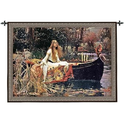 The Lady of Shalott by John William Waterhouse | Woven Tapestry Wall Art Hanging | Arthurian Renaissance Camelot Pre Raphaelite Fantasy Artwork | 100% Cotton USA Size 40x31