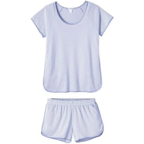 Hilinker Women Striped Pajama Set Short Sleeve Top with Shorts Sleepwear Pjs 2 Piece Lounge Sets