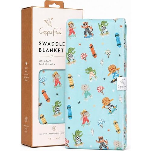 Copper Pearl Swaddle Blankets for Newborns | Soft Stretchy Receiving Blankets for Boys and Girls | Large 46 x 46 Inch Baby Blankets | Lightweight and Breathable Swaddles | Tanner