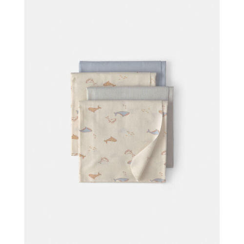 Baby 4-Pack Whale Receiving Blankets - Blue/Ivory | Carter's