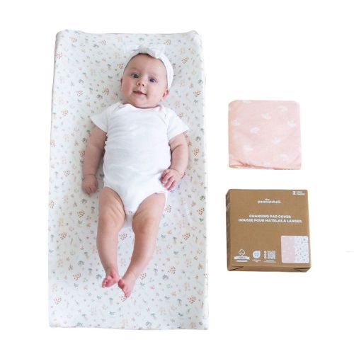 The Peanutshell Pink Bouquet, Field Floral Organic Cotton Changing Pad Covers for Baby Girls, 2 Pack