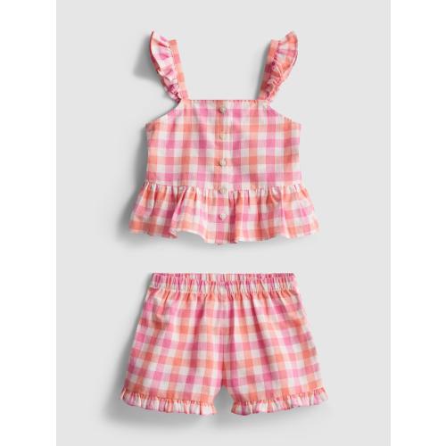 0-36mths | Gingham Check Peplum Top and Shorts Set