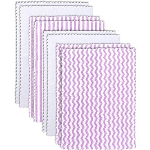 8 Pack Super Soft Baby Burp Cloths, Baby Washcloths, Ultra Absorbent Large Newborn Burping Cloth for Boy and Girl, Milk Spit Up Rags, Unisex for Baby Sensitive Skin, Purple and White, 16 × 12 Inch