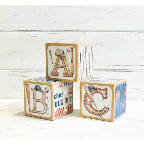 Baseball ABC Blocks - Customize Your Name - Wooden Baby Blocks - Baseball Nursery - Baby Gift -  Sports Baby Shower - 2 Inch  - Centerpiece