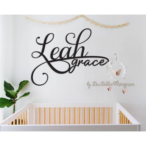 First and Middle Custom wood name sign cutout, Baby name sign, Above the crib sign, Large custom name sign, nursery name sign, girl nursery