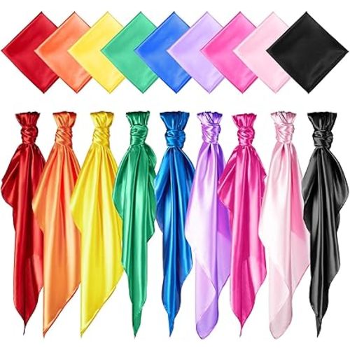 Geyoga Fabric Juggling Scarves 35 x 35 Inch Rainbow Play Scarves Dance Creative Pretend Dress