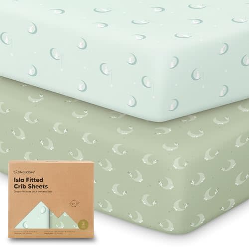 KeaBabies 2-Pack Baby Crib Sheets for Boys, Girls - 52x28 Viscose Derived from Bamboo Toddler Bed Sheets Neutral, Fitted Crib Mattress Cover for Standard Baby Bedding, Soft & Cozy (Lunaris)
