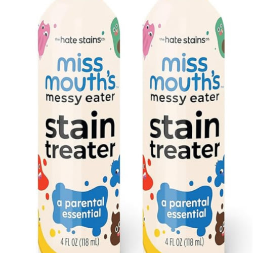 Miss Mouth's Messy Eater Stain Treater Spray - 4oz 2 Pack Stain Remover - Newborn & Baby Essentials - No Dry Cleaning Food, Grease, Coffee Off Laundry, Underwear, Fabric