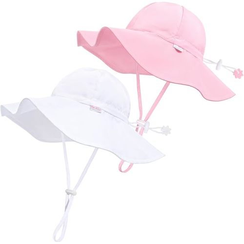 Unisex Baby Sun Hat with UPF 50+ Outdoor Adjustable Beach Hat,Baby Girl Wide Brim Bucket Hats for Infant Toddler Little Boy