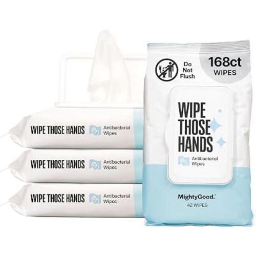 Wipe Those Hands Hand Sanitizing Wipes - 4 Packs of 42, 168 Total Wipes - Alcohol & Fragrance-Free - Kills Germs Fast - Gentle for Whole Family