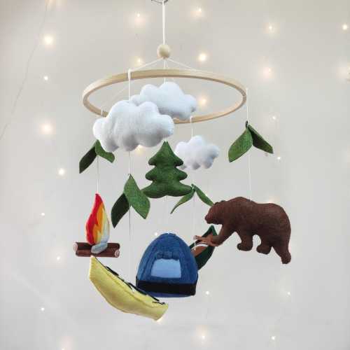 Woodland Nursery Mobile, Camping Canoe Theme, Baby Shower Gift
