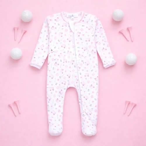 Little Golfer Pink Zipper Footie