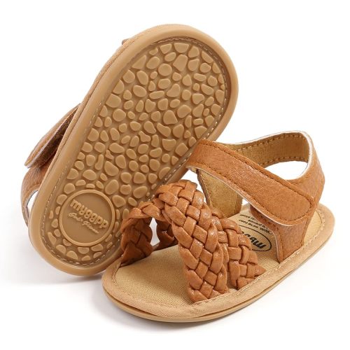SOFMUO Baby Girls Boys Sparkly Bowknot Sandals Premium Soft Anti-Slip Rubber Sole Infant Summer Outdoor Shoes Toddler First Walkers