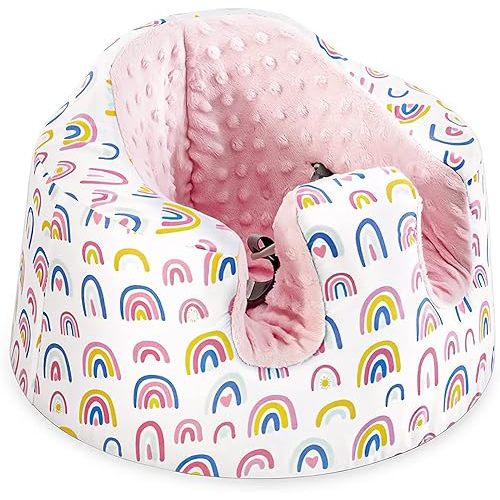 Baby Seat Cover - Anti-Slip, Comfortable & Easy to Install. Fits Baby Floor Seat. (Pink Rainbow Plus Velvet)