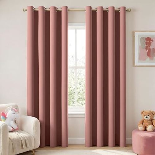 MIULEE Dusty Rose Blackout Bedroom Curtains Drapes 84 Inch Long 52"x84"
