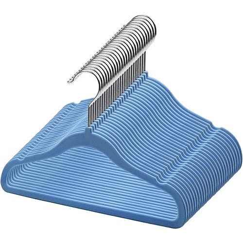 GoodtoU Kids Velvet Hangers, 30 Pack Non Slip Baby Hangers for Closet (Blue 30Pack)