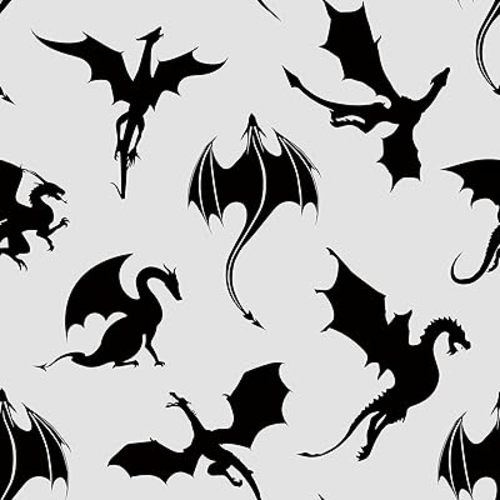 Livelynine Dragon Wallpaper Peel and Stick Whimsical Cool Black Dragon Contact Paper Removable Black and White Fairy Tale Vinyl Fantasy Wallpaper for Bedroom Boys Room Kids Nursery Locker 17.5x78.8