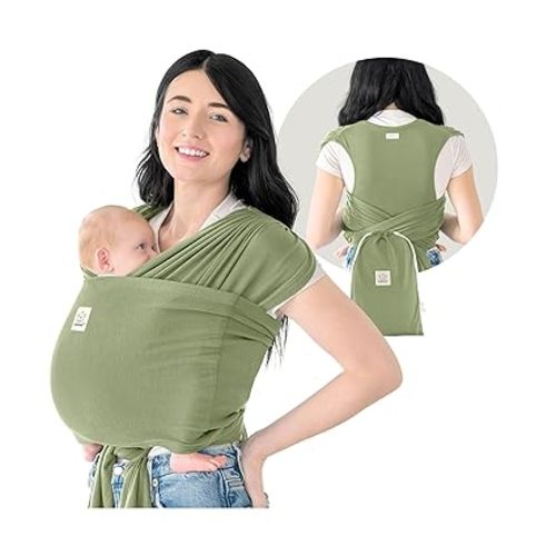 KeaBabies Baby Wrap Carrier Ring Sling, D-Lite Baby Carrier (Dusty Olive) | Easy to Wear, Adjustable Baby Carrier Newborn to Toddler, Infant Carrying Shirt, Hands Free Bonding, Breathable Fabric Wrap