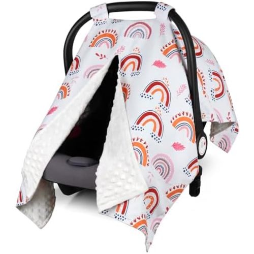 Rquite Car Seat Cover Baby Girl, Peekaboo Opening Infant Carseat Canopy