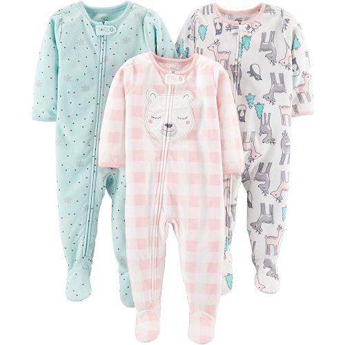 Simple Joys by Carter's girls Loose-Fit Flame Resistant Fleece Footed Pajamas