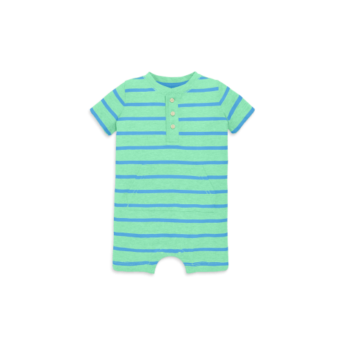 Baby Heathered Henley Shortie In Stripe, 3-6M