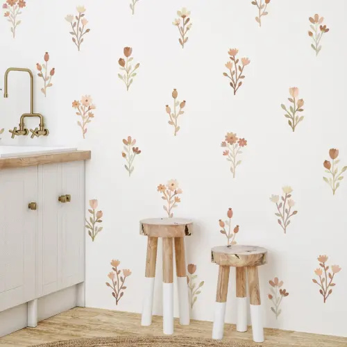 Floral Bunch Fabric Wall Decals - Neutral