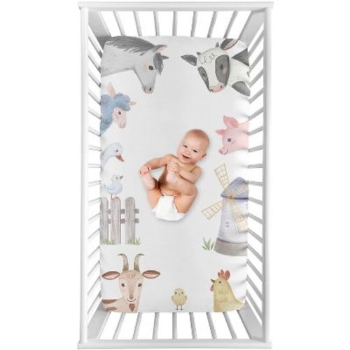 Sweet Jojo Designs Boy or Girl Gender Neutral Unisex Photo Op Fitted Crib Sheet Farm Animals