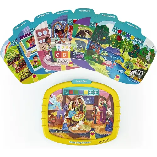 Bible Activity Pad for Kids Ages 4–8 – Read, Press & Learn with Removable Cards and Music