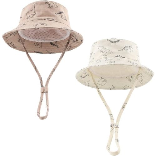 Zsedrut Dinosaur Baby Summer Hat - Beige/Khaki - 3-6 Months