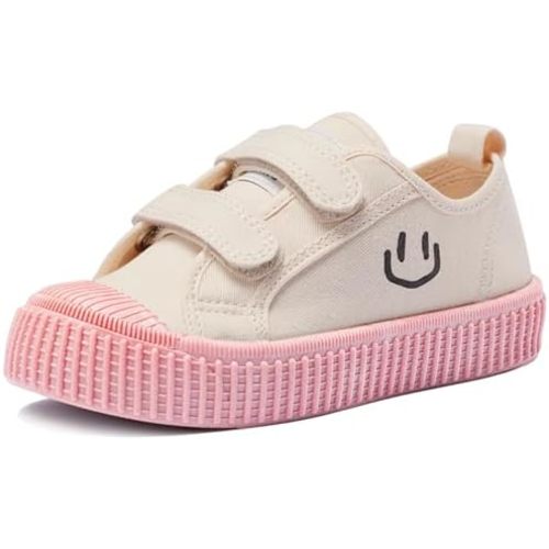 HAPPY NOCNOC Toddler Shoes for Boys & Girls, Canvas Dual Hook and Loops Sneakers with Candy-Colored Sole