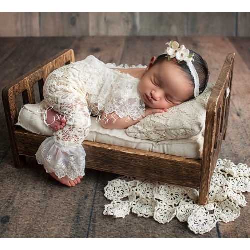 Ivory lace Newborn romper set, Newborn photo prop, newborn romper, newborn girl Lace romper, newborn girl photo prop, baby lace  photo prop,