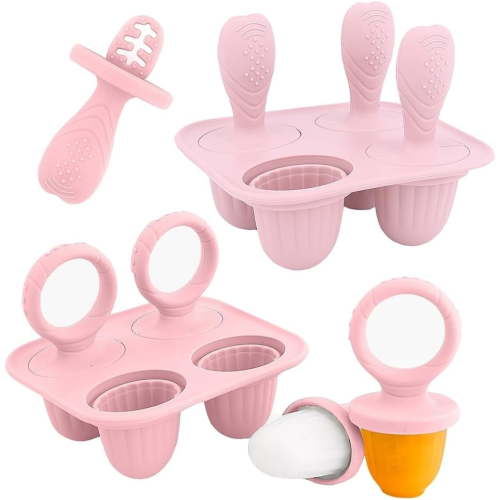 Silicone Popsicle Molds, Mini Breastmilk Popsicle Molds with Sticks for Baby Teething Relief, Frozen Breast Milk Teether Popsicle Maker Ice Pop Molds for Infant Feeding Spoon
