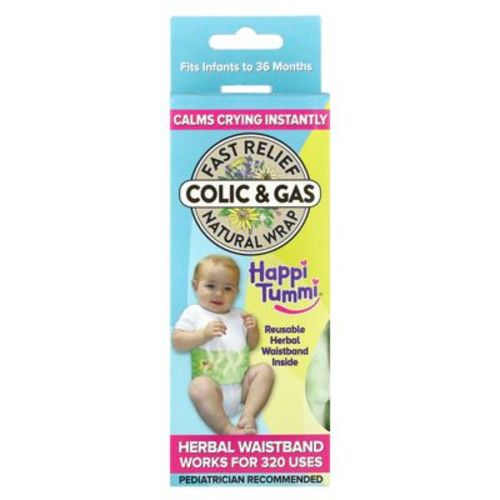 Happi Tummi Fast Relief Colic & Gas, Natural Wrap, Infants to 36 Months, Green, 1 Wrap & 1 Herbal Pouch