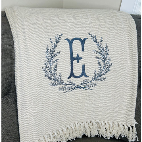 Monogrammed Cotton Blanket/Wedding Gift/Bridal Shower Present