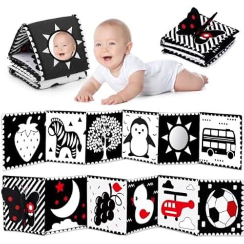 Black and White Baby Toy Tummy Time High Contrast Newborn Toys Essential